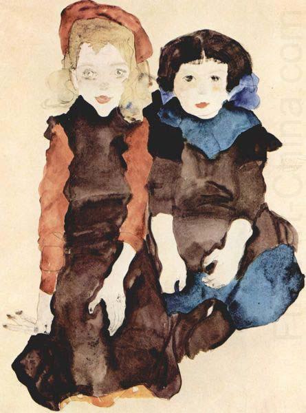 Zwei Kleines Madchen, Egon Schiele